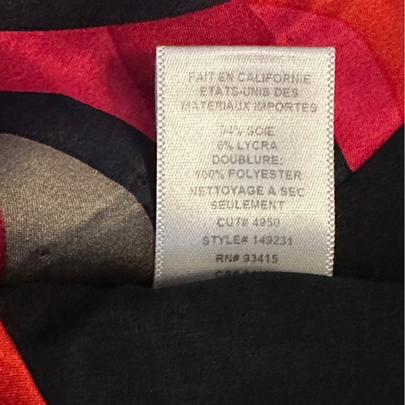 Trina Turk, Soft Silk Red and Black Patterned Midi Dress - Picture 2 of 8